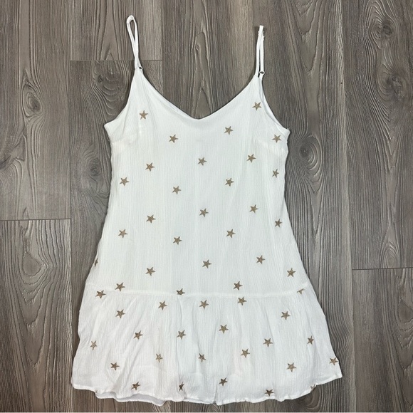 Mi ami Dresses & Skirts - Mi Ami White Gauze Mini Dress with Gold Stars Festival, Summer, & Holiday Outfit